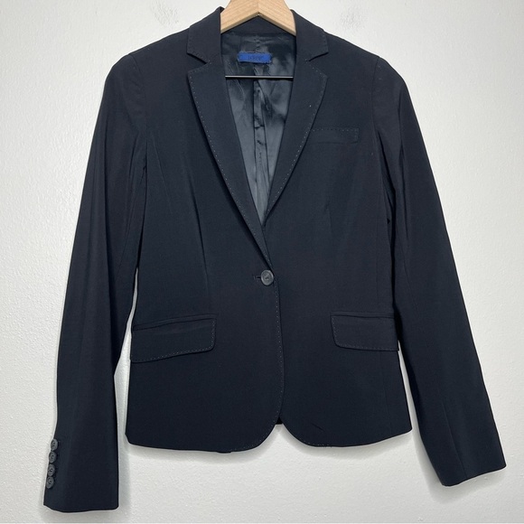 J. Crew Women Blazer Jacket 2 Black Office Business‎ Wool One Button Closure - Picture 1 of 8